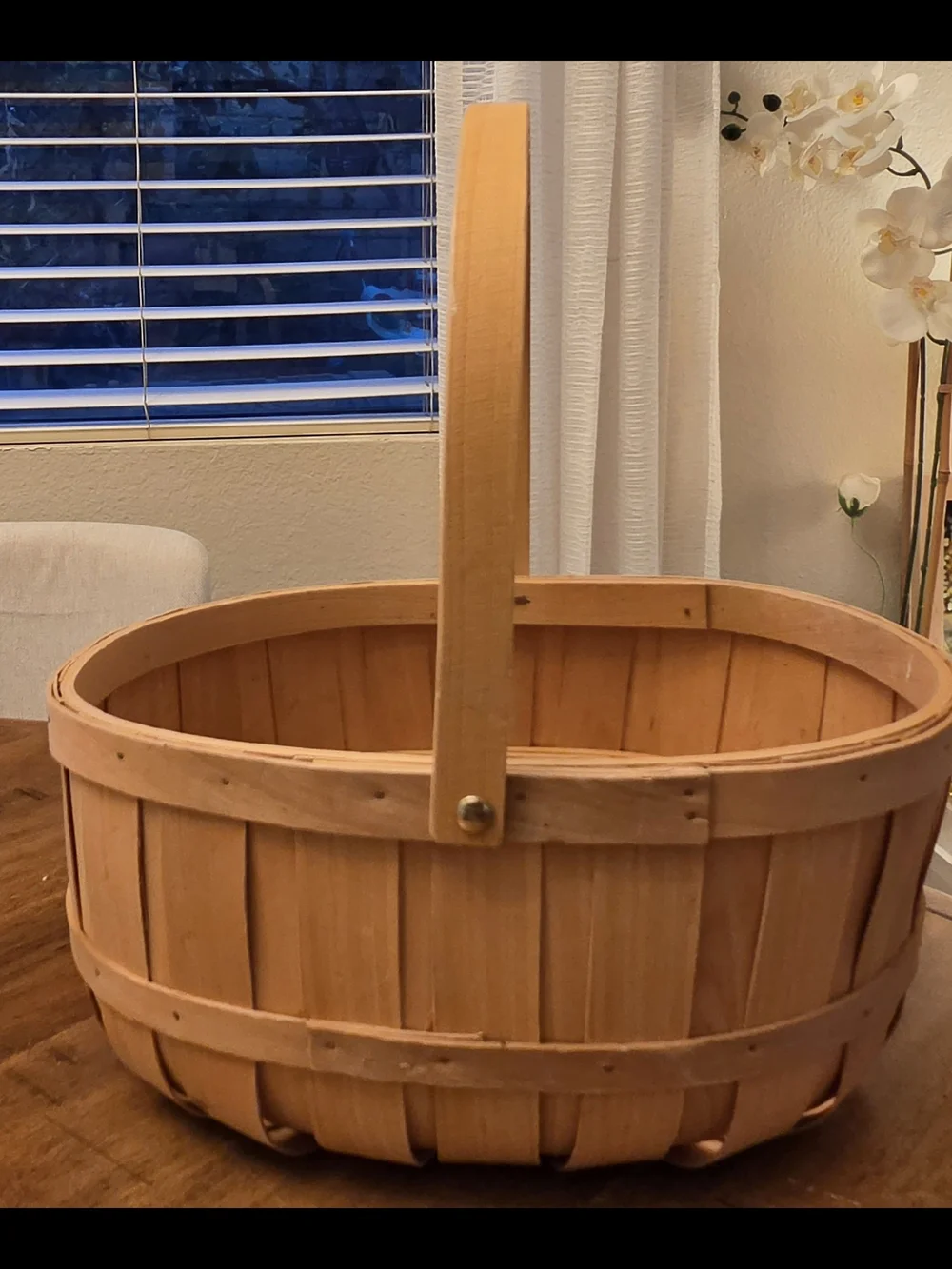 Vintage Oval Wood Splint Gathering Basket Farmhouse Cottagecore Primitive Decor